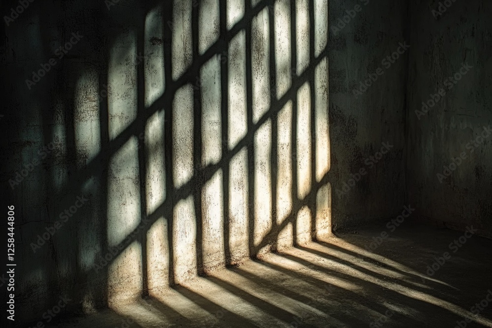 Aufkleber A shadow of a window on a brick wall with some texture and roughness