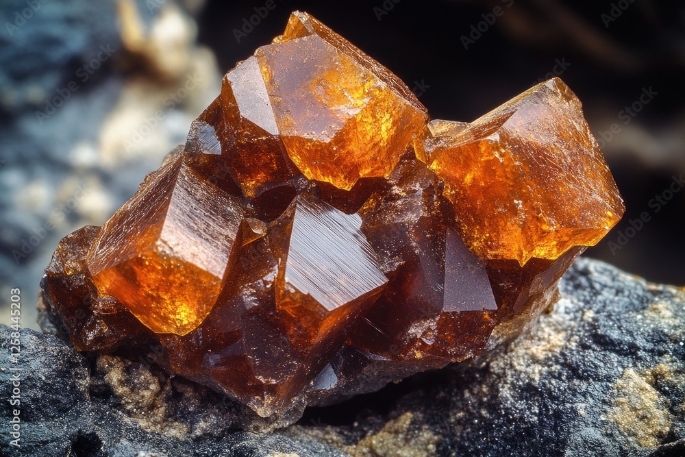 Poster A close-up of a rock with a cluster of crystals on its surface, suitable for use in science or nature-related contexts
