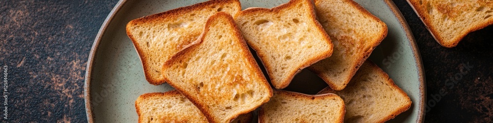 Poster Freshly sliced bread arranged neatly on a table
