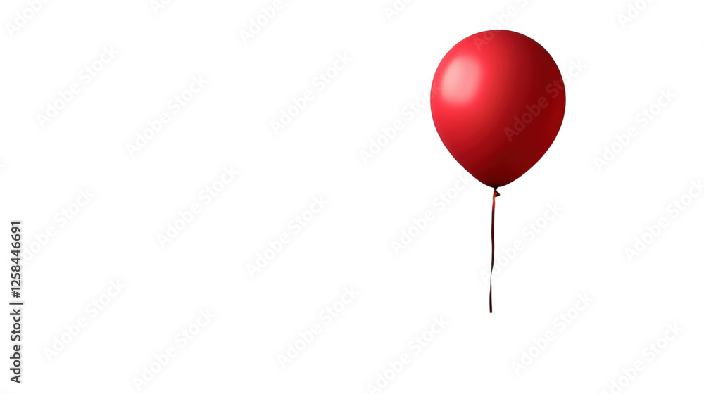 Poster single red balloon floating with transparent background