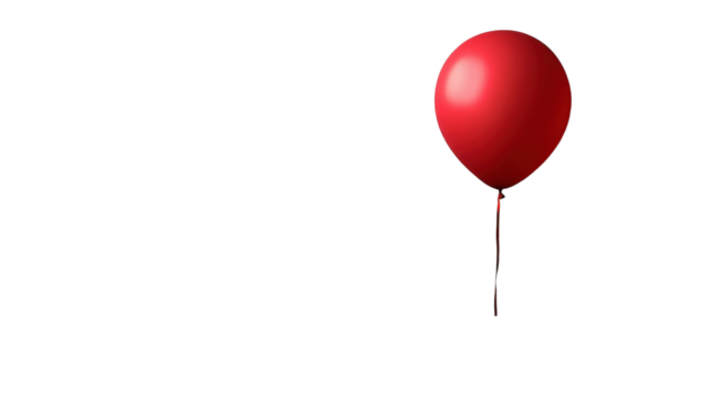 Single red balloon floating with transparent background