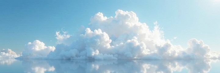 Soft white powder snow cloud floats gently in the sky, with delicate wisps and feathery tendrils , winter, fluffy, soft white