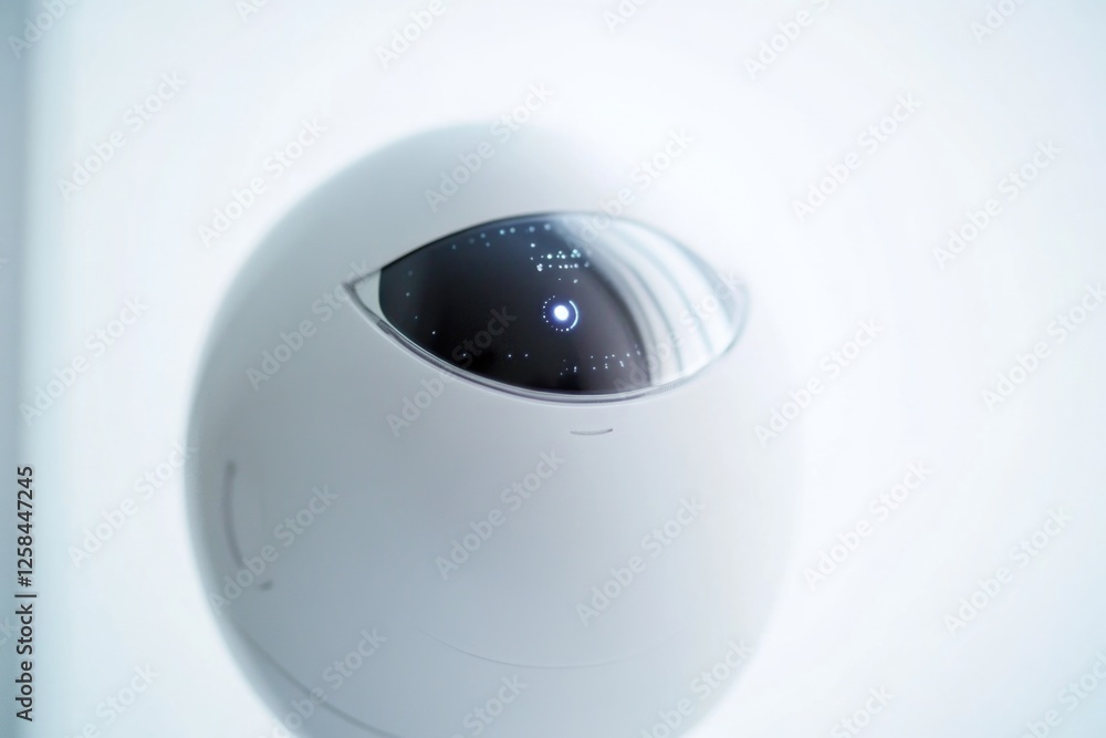 Poster A close-up view of a security camera mounted on a wall, ideal for use in surveillance or safety-related contexts