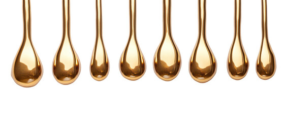 Golden Chrome Dripping Isolate on Transparent Background, cutout, png