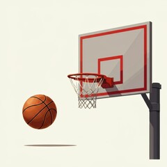 Fototapeta premium A simple illustration of a basketball and hoop