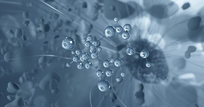 Looped video of Triiodothyronine, thyroid hormone, rotating molecular 3D ball-and-stick model