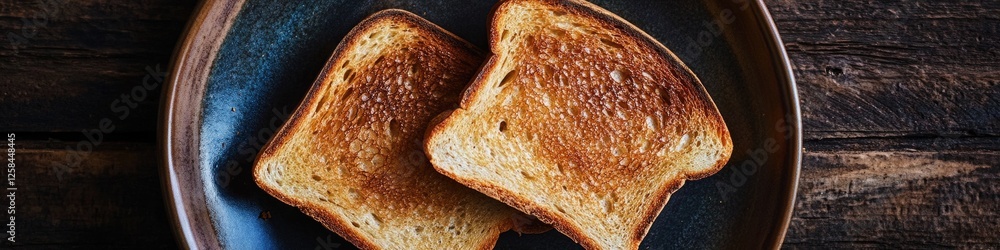Poster a simple breakfast or snack setup with two slices of toast on a plate