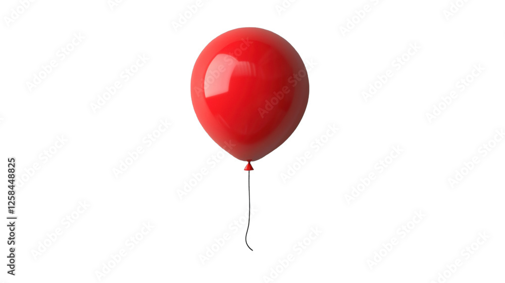 Poster single red balloon floating with transparent background