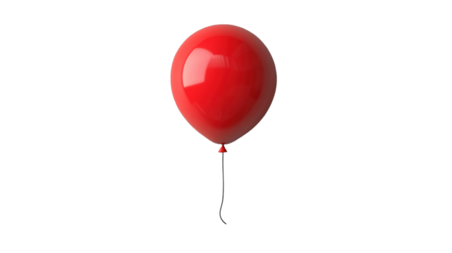 Single red balloon floating with transparent background