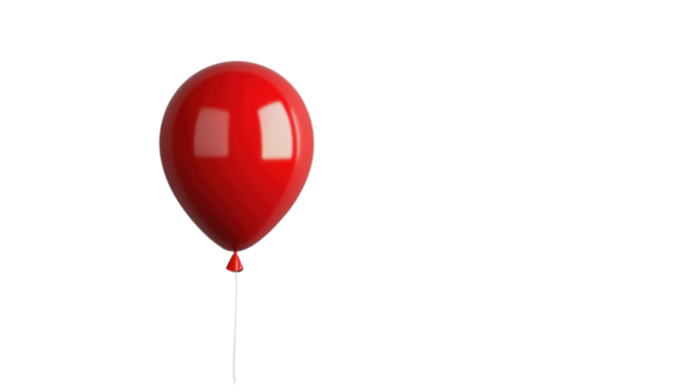 Single red balloon floating with transparent background