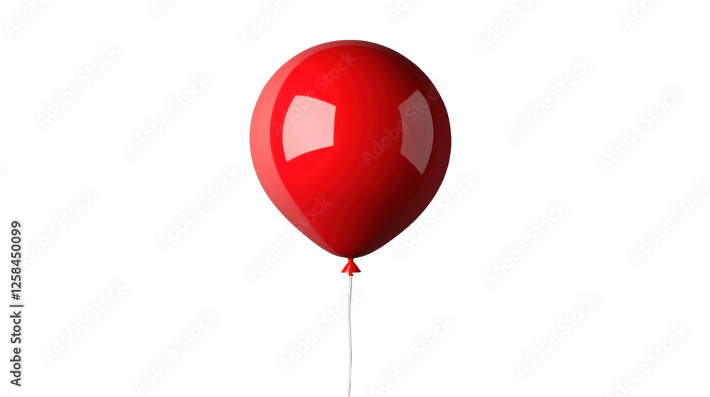 Poster single red balloon floating with transparent background