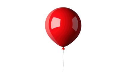 Single red balloon floating with transparent background