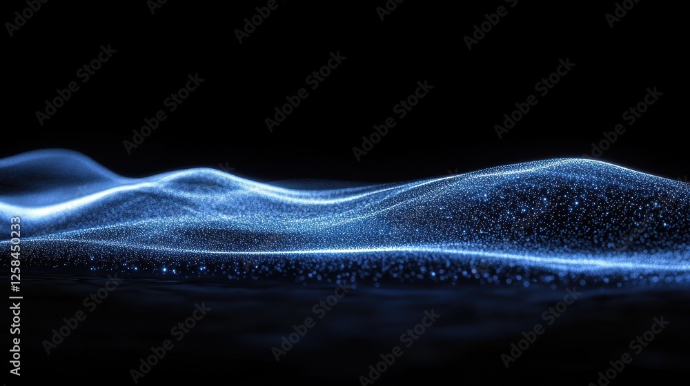 Poster ethereal luminescence, a captivating display of sparkling azure waves