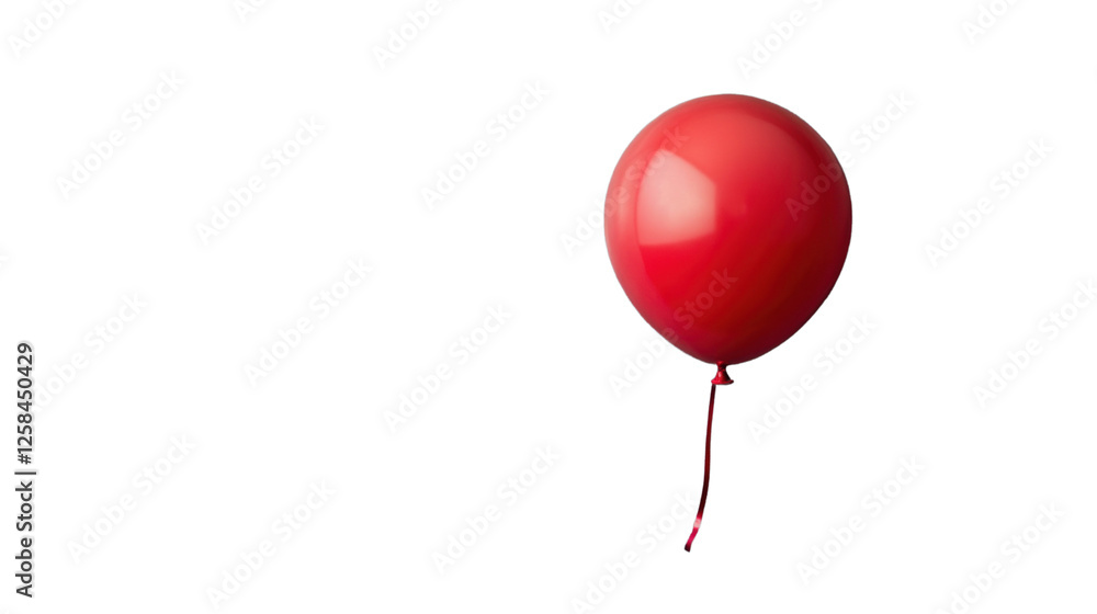 Poster single red balloon floating with transparent background