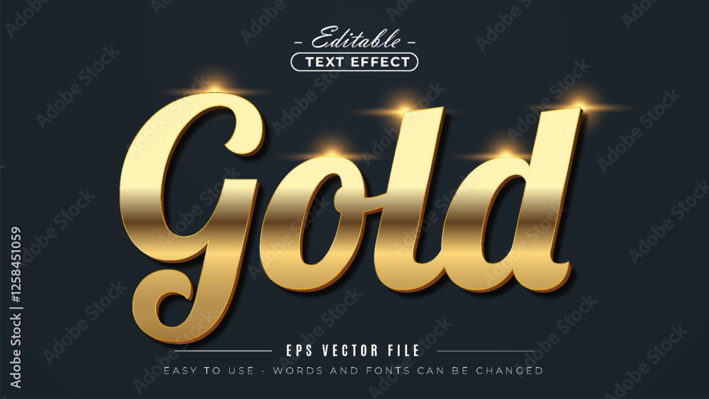 Fototapete gold script text effect editable luxury fancy title text style.