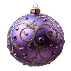 purple Christmas ball with Christmas tree decoration isolated on transparent background