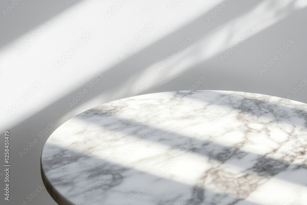 Poster a white table with a marble top placed in a room, ideal for use as a dining or coffee table