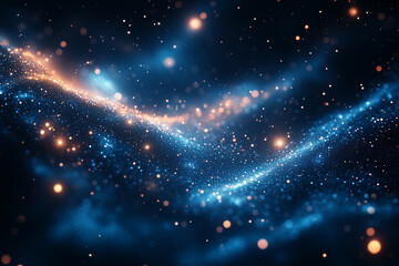 Fototapeta premium Vibrant cosmic swirl with luminous particles in a dark space environment at night