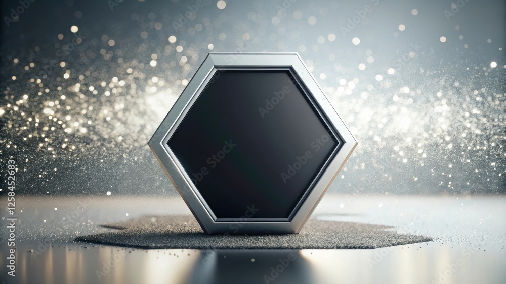 Leinwandbilder hexagonal frame on sparkling surface elegant blank template for design presentation