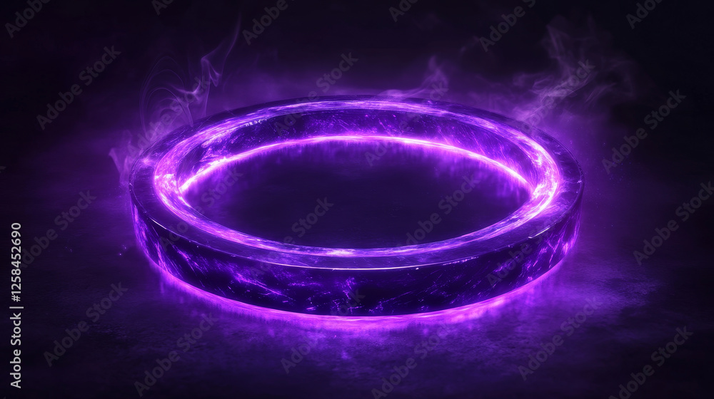 Poster magic futuristic circle portal with light energy glow effect for game ui design. realistic 3d vector