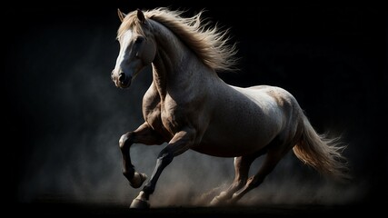 Majestic Horses Galloping Through Desert Sands, Three powerful horses running gracefully across golden sands, symbolizing freedom and strength in nature.