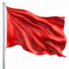 Vibrant Red Flag Waving Gently in the Breeze Under Clear Blue Sky Symbolizing Boldness Passion and Significance in Various Contexts