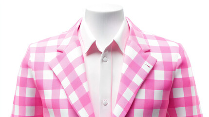 easter sunday outfit. Stylish pink checkered blazer with white shirt underneath