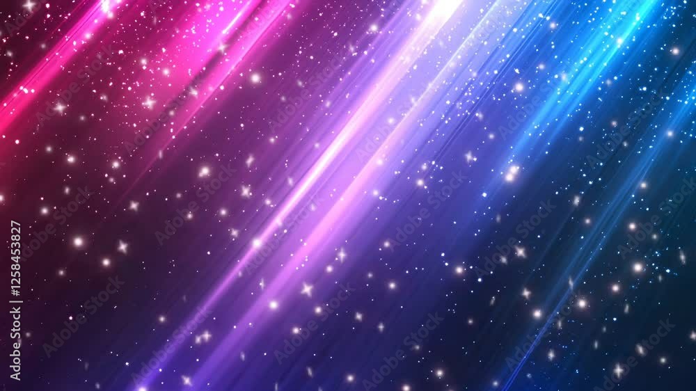 Poster outer space landscape with shooting stars on neon color style looping animation background