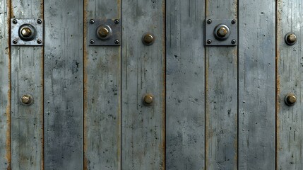 Fototapeta premium Rustic Wooden Wall with Metal Studs and Weathered Blue Finish