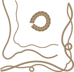Vector illustration of a rope borders and parts of frame  © Наталья Желяскова