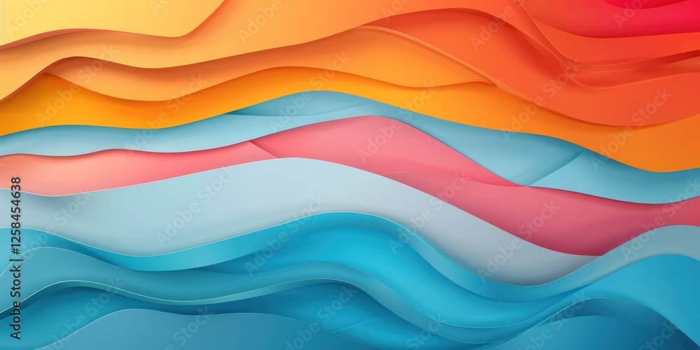 Aufkleber banner 3d colorful geometric abstract background overlap layer on bright space with waves decoration