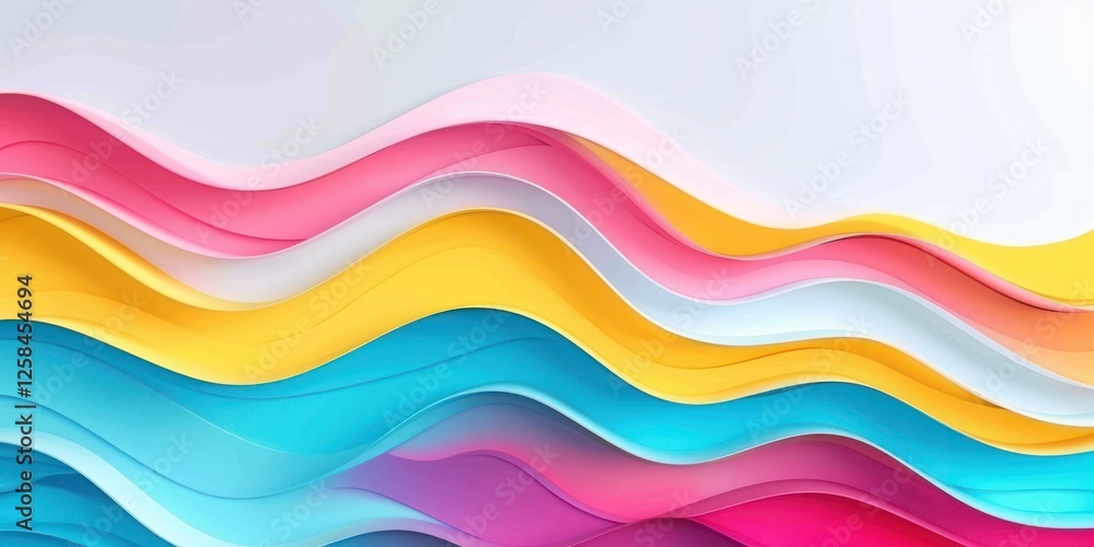 Aufkleber banner 3d colorful geometric abstract background overlap layer on bright space with waves decoration