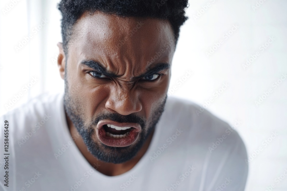 Poster a close-up of a man with a surprised expression, suitable for use in comics, cartoons or humoristic 