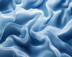 Fototapeta premium Soft blue silk fabric flowing elegantly.