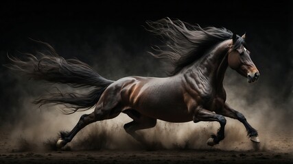 Majestic Horses Galloping Through Desert Sands, Three powerful horses running gracefully across golden sands, symbolizing freedom and strength in nature.