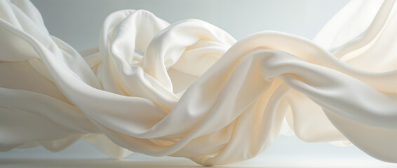 Flowing ivory satin fabric with smooth, elegant folds