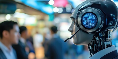 Fototapeta premium A robot recording studio setup with a headset and microphone