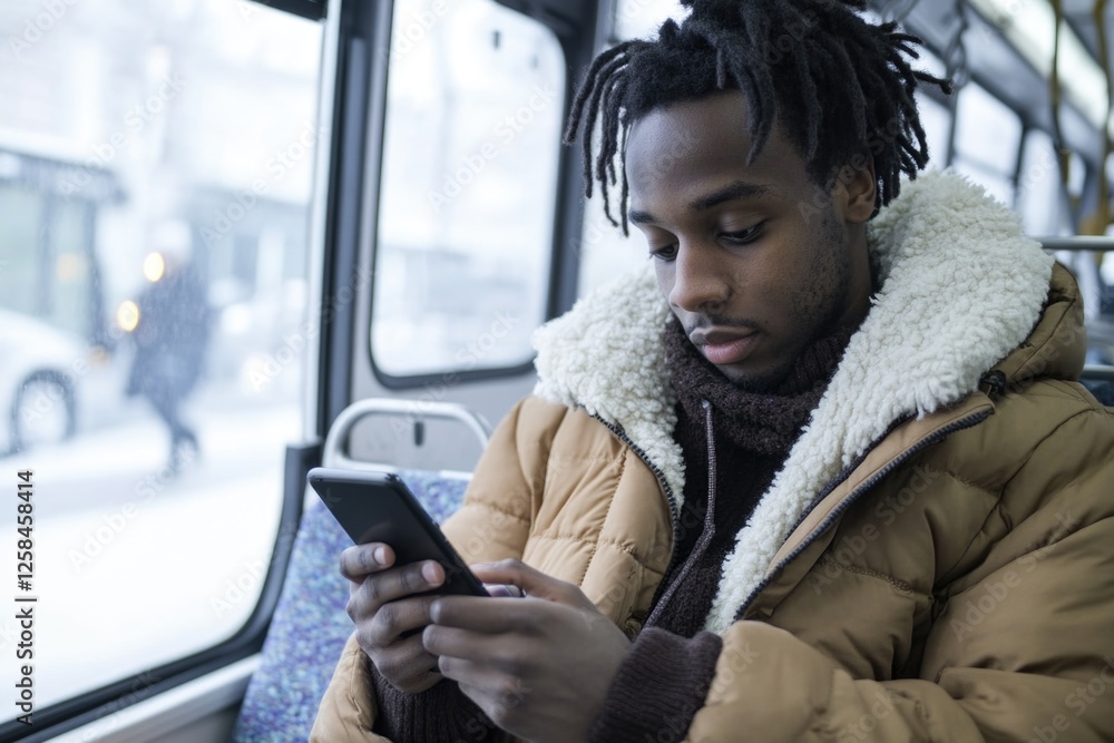 Aufkleber a person with dreadlocks looking at their mobile device