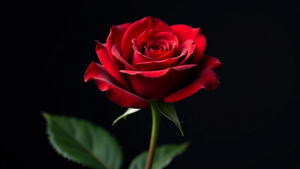 Red Rose, Close-Up, Black Background, Dramatic