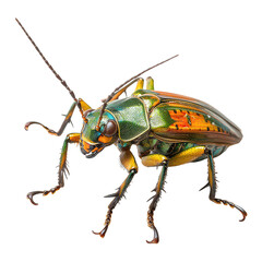 Tiger beetle isolated on transparent background, PNG