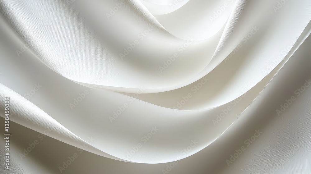 Poster elegant textured white fabric with soft flowing drapes and subtle light reflection