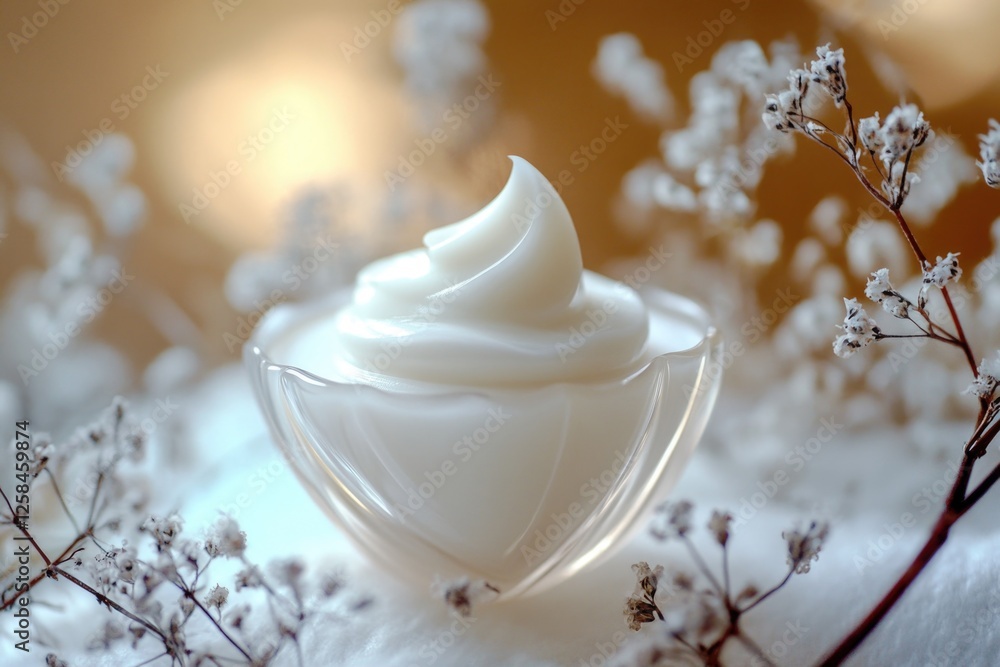 Poster a cup of whipped cream sits on a table, ready for use or display