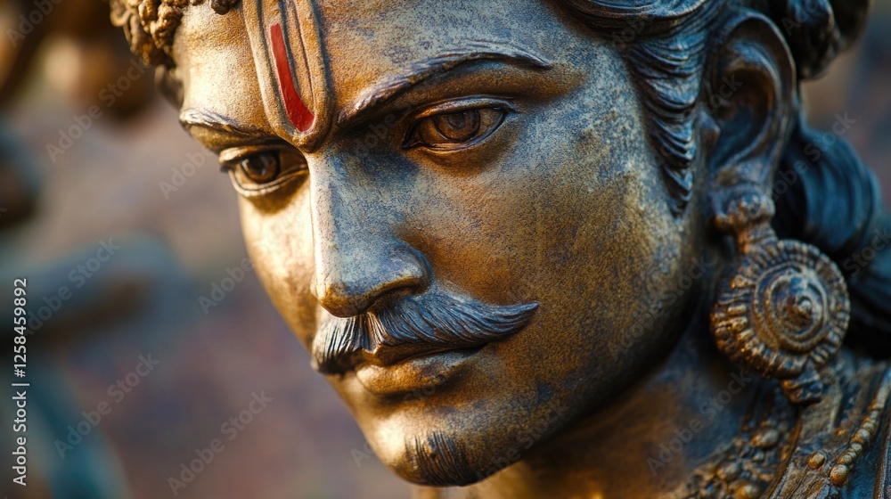 Aufkleber A close-up view of a statue depicting a man with a distinctive moustache
