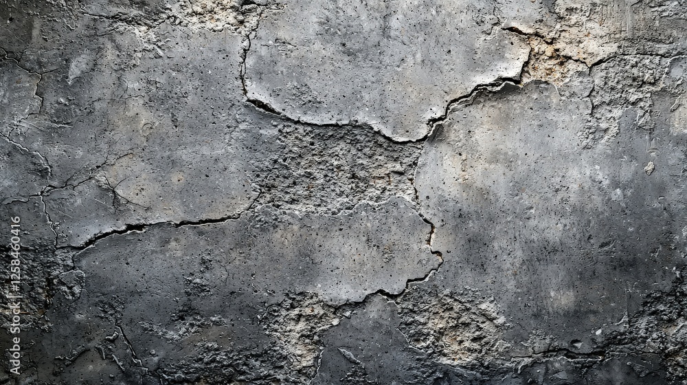 Poster cracked gray concrete wall texture with rough surface and weathered appearance for design and backgr