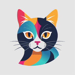 cat with color vector art design