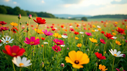 Fototapeta premium Wildflower Field, Bohemian and Free-Spirited