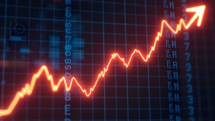 Naklejka premium Futuristic Stock Market Growth Chart with Neon Upward Line