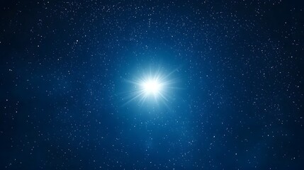 Bright Shining Star in Deep Galactic Space with Twinkling Stars