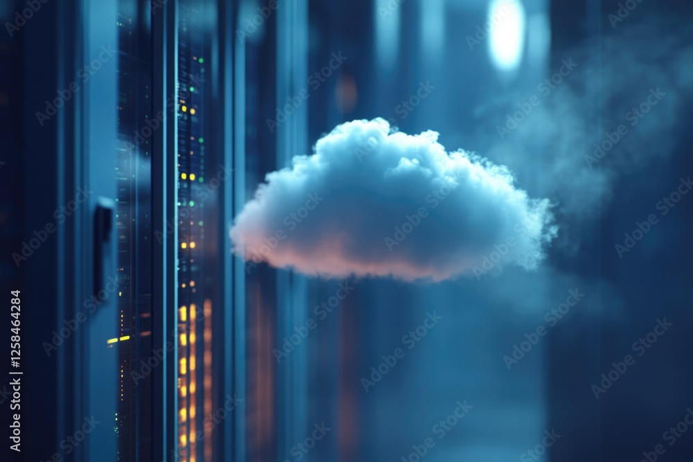 Aufkleber a cloud floating in a server room environment