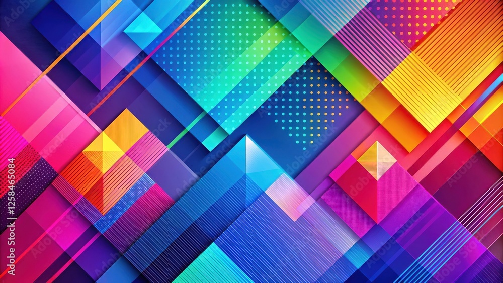Poster vibrant abstract geometric pattern with overlapping shapes and lines